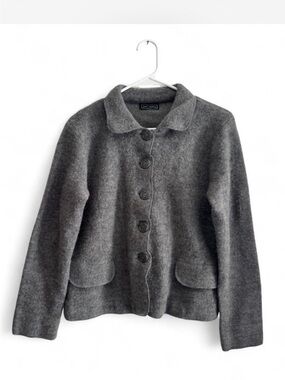 Jane Ashley Gray Button-Front Blazer Jacket cardigan women’s vintage size L